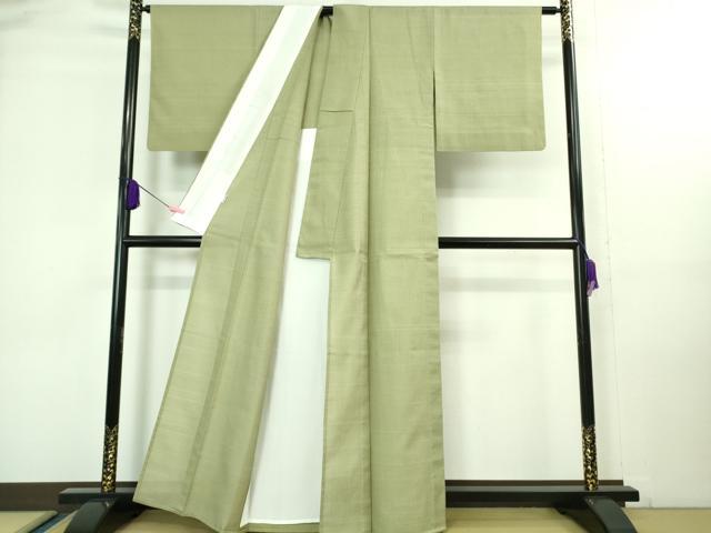 平和屋本店■極上 夏物 銀座もとじ 夏お召 間道 柳茶色地 逸品 DZAA8203kh5