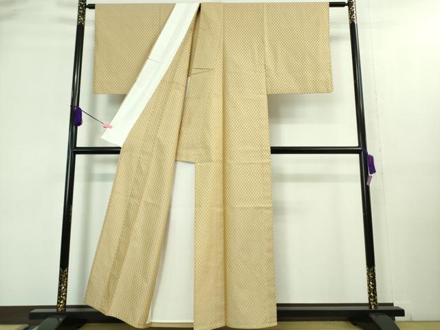 平和屋本店■極上 山下八百子 山下芙美子 本場黄八丈 市松綾織 紬 単衣 草木染 証紙付き 逸品 DZAA8207kh5