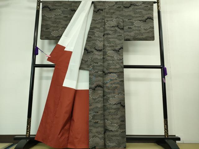平和屋本店■極上 白泥染の第一人者・絣の魔術師 恵積五郎 本場大島紬 恵大島織物謹製 古代染色純泥染 割込絣 証紙付き 逸品 DZAA8209kh5