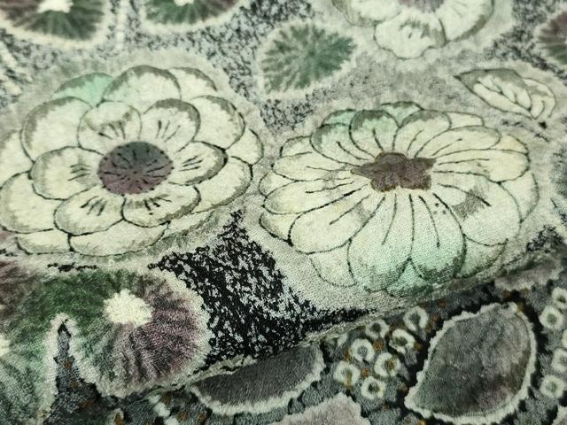 平和屋着物●極上 訪問着 辻が花 暈し染め 白×黒 金彩 逸品 未使用 DZAA8229kh5