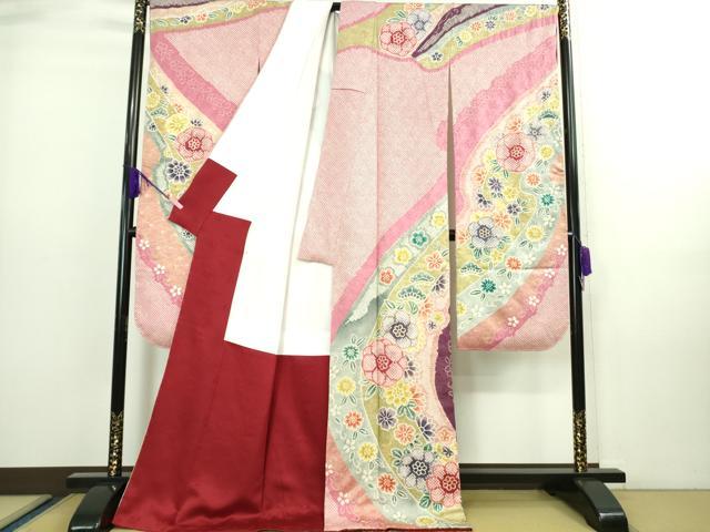 平和屋着物●極上 振袖 絞り 吉祥花松文 金彩 逸品 未使用 DZAA8230kh5