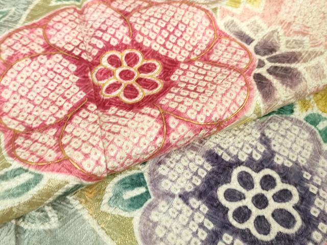 平和屋着物●極上 振袖 絞り 吉祥花松文 金彩 逸品 未使用 DZAA8230kh5