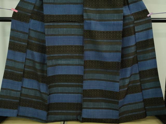 平和屋着物●極上 本場結城紬 重要無形文化財 80亀甲 吉祥横段文 逸品 DZAA8233kh5