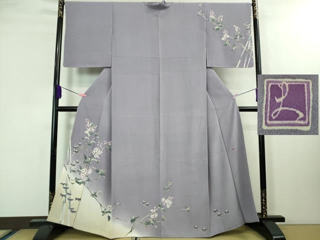 平和屋本店■極上 本加賀友禅作家 吉本大輔 訪問着 桔梗 藤紫色地 逸品 未使用 DZAA8238kh5