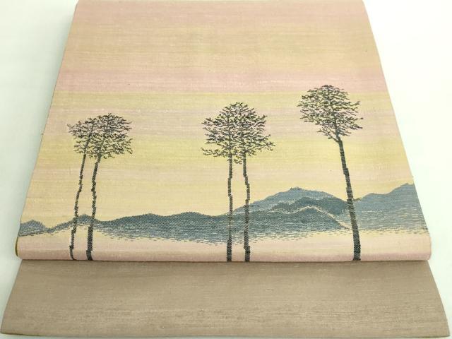 平和屋着物■極上 紅花紬 米沢 新田秀次 太鼓柄袋帯 樹林文 逸品 DZAA8269kh5
