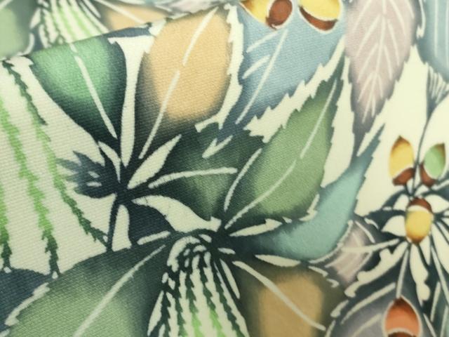平和屋本店■超希少 日本工芸会正会員 釜我敏子 型絵染 九寸開き名古屋帯 どんぐり 逸品 未使用 DZAA8282kh5