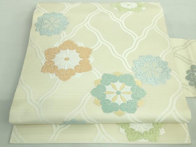 平和屋本店■極上 夏物 西陣 川島織物 九寸名古屋帯 正倉院花文 象牙色地 逸品 DZAA8290kh5