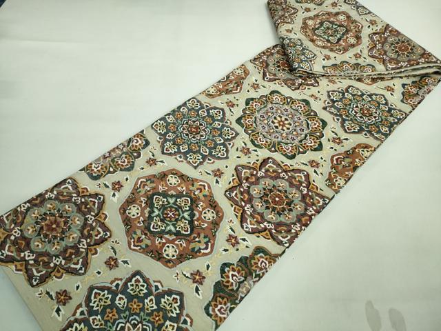 平和屋本店■最高級 明綴れ 全通柄袋帯 花唐草文 金糸 逸品 未使用 DZAA8292kh5