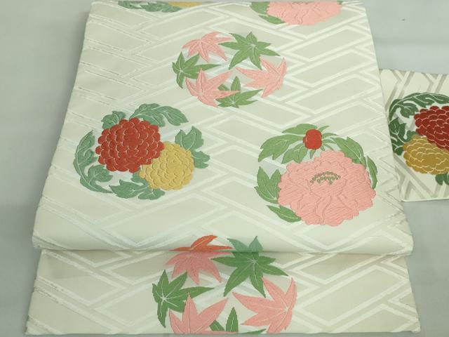 平和屋着物●極上 俵屋 人間国宝 喜多川平朗 有職織物 九寸名古屋帯 唐織 花丸文 三越扱い 逸品 DZAA8304kh5