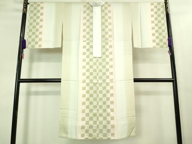 平和屋着物●上質な長襦袢 無双仕立て 半衿付き 市松文様 暈し染め 逸品 未使用 DZAA8348kh5