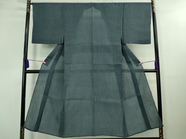 平和屋着物*極上 夏物 男性 本場小千谷ちぢみ 麻 色無地 鉄御納戸色 逸品 DZAA8362kh5