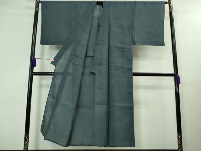 平和屋着物*極上 夏物 男性 本場小千谷ちぢみ 麻 色無地 鉄御納戸色 逸品 DZAA8362kh5