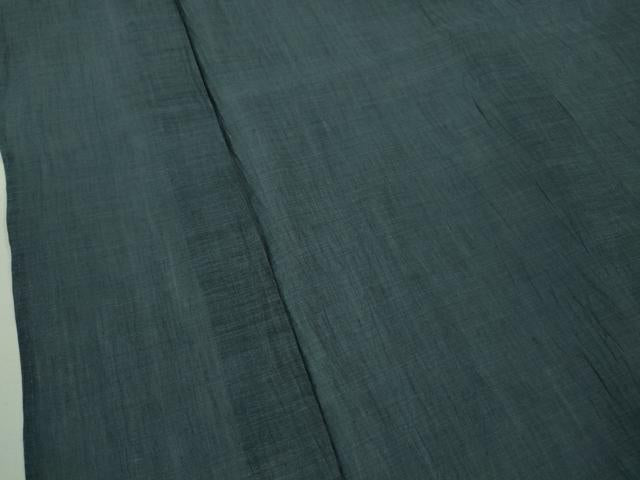 平和屋着物*極上 夏物 男性 本場小千谷ちぢみ 麻 色無地 鉄御納戸色 逸品 DZAA8362kh5