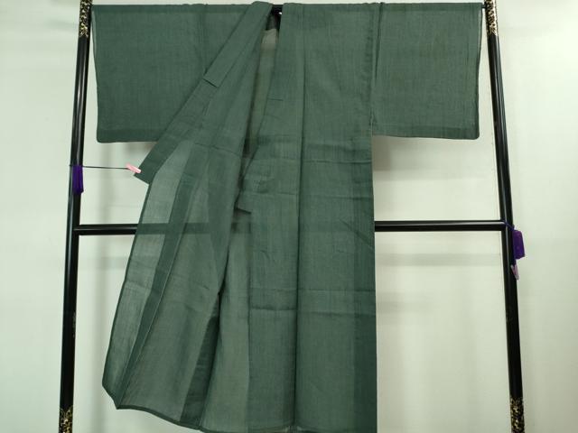 平和屋着物■極上 夏物 男性 本場小千谷ちぢみ 麻 キングサイズ 錆鉄御納戸色地 証紙付き 逸品 DZAA8364kh5