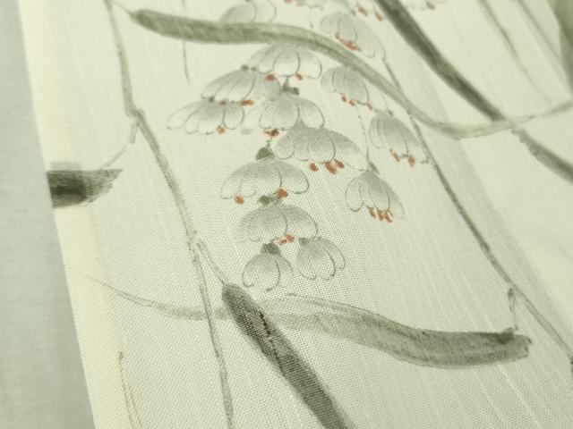 平和屋着物*極上 夏物 結城紬 夏結城 ロング丈 小紋柄 枝葉花文 手描き 逸品 DZAA8372kh5