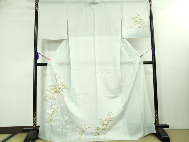 平和屋着物■極上 夏物 訪問着 絽 ロング丈 枝花文 暈し染め 水色地 逸品 DZAA8374kh5