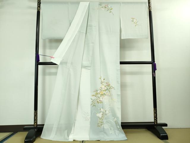 平和屋着物■極上 夏物 訪問着 絽 ロング丈 枝花文 暈し染め 水色地 逸品 DZAA8374kh5