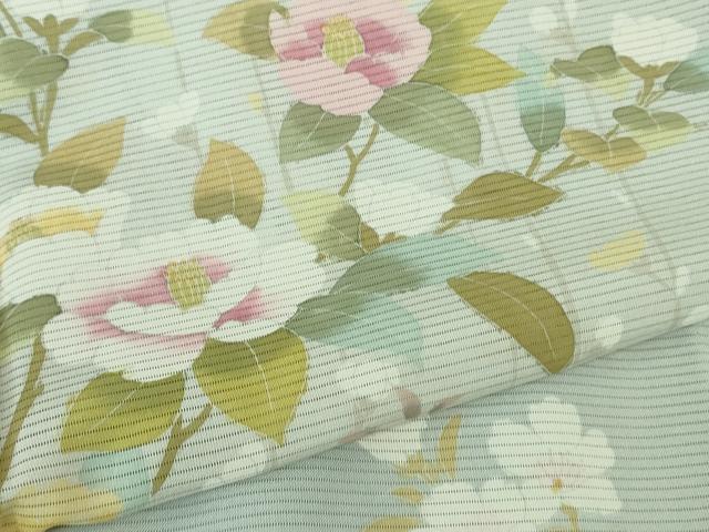平和屋着物■極上 夏物 訪問着 絽 ロング丈 枝花文 暈し染め 水色地 逸品 DZAA8374kh5