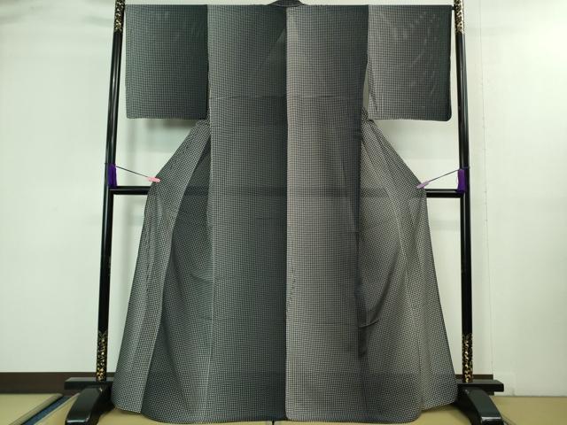 平和屋着物*極上 夏物 小紋 絽 色紙並べ 黒×白 逸品 未使用 DZAA8391kh5