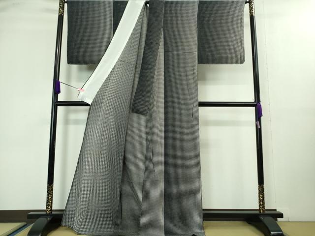 平和屋着物*極上 夏物 小紋 絽 色紙並べ 黒×白 逸品 未使用 DZAA8391kh5