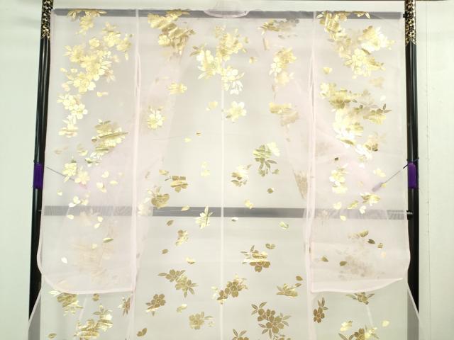 平和屋本店■極上 夏物 お引きずり・お引き摺り・引き振袖 オーガンジー 舞桜 金彩 洗える着物 逸品 DZAA8395kh5