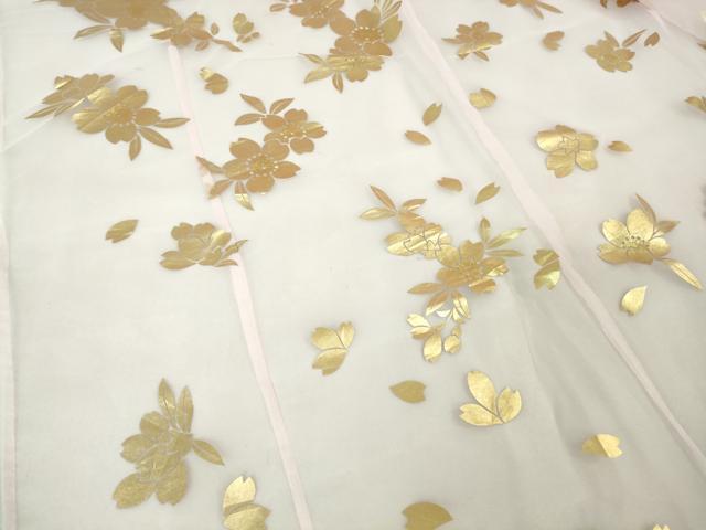 平和屋本店■極上 夏物 お引きずり・お引き摺り・引き振袖 オーガンジー 舞桜 金彩 洗える着物 逸品 DZAA8395kh5