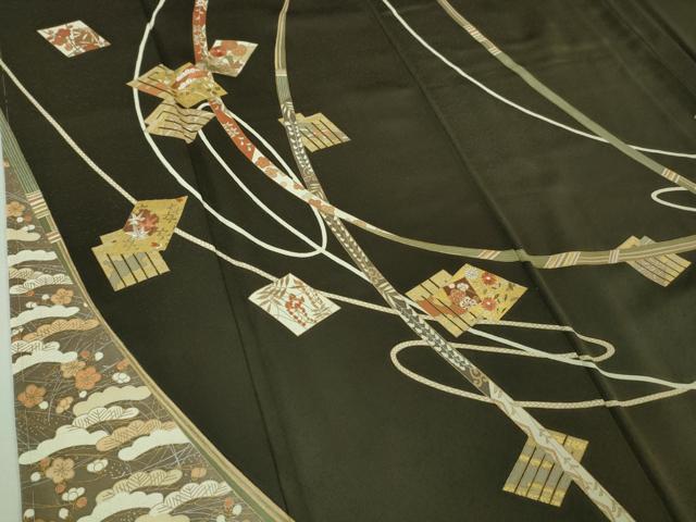 平和屋本店■極上 銀座きしや 訪問着 駒刺繍 源氏香 蔓帯花文 千歳茶色地 金彩 たとう紙付き 逸品 未使用 DZAA8410kh5