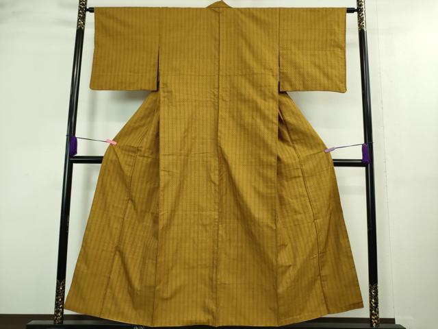 平和屋本店●極上 本場黄八丈 市松綾織 紬 間道 逸品 DZAA8420kh5