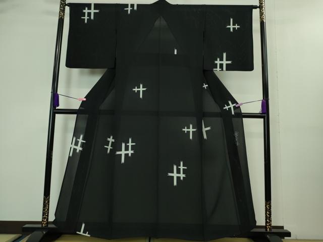 平和屋着物■極上 夏物 世界的人形師 辻村寿三郎 ジュサブロー 小紋 絽縮緬 絣柄 濃紺地 逸品 DZAA8438kh5