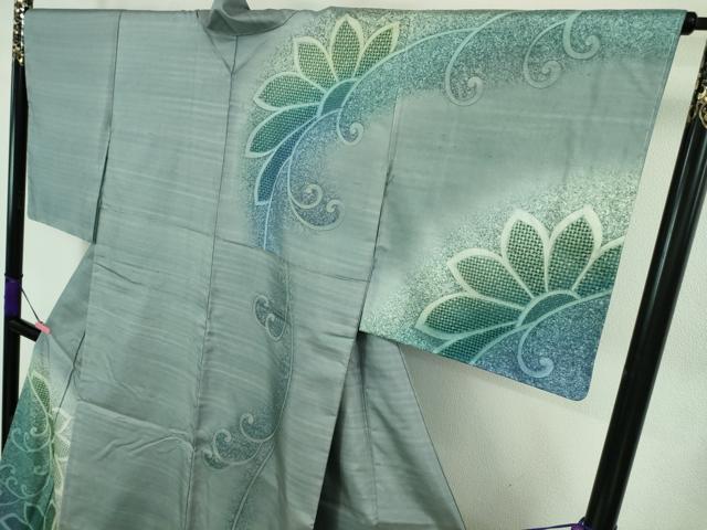 平和屋着物●極上 中国三大刺繍 スワトウ刺繍 汕頭刺繍 訪問着 本場染大島紬 花唐草文 暈し染め 逸品 未使用 DZAA8439kh5