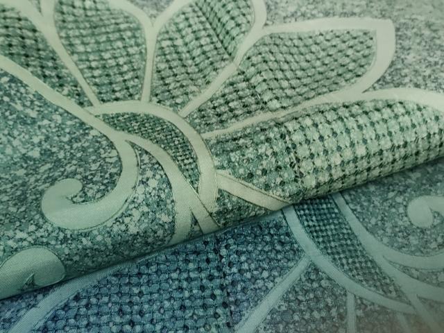 平和屋着物●極上 中国三大刺繍 スワトウ刺繍 汕頭刺繍 訪問着 本場染大島紬 花唐草文 暈し染め 逸品 未使用 DZAA8439kh5