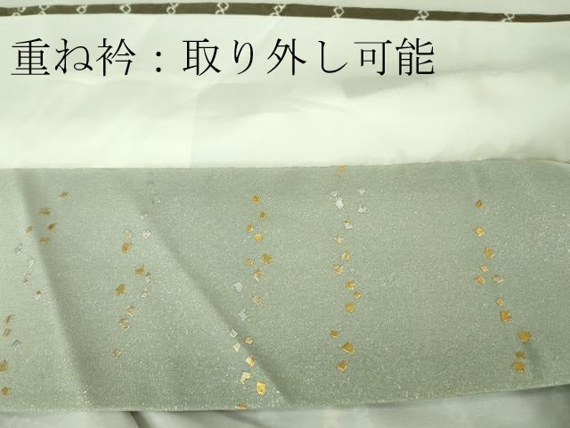 平和屋本店■極上 銀座きしや 訪問着 駒刺繍 絞り 宝尽くし花文 海松茶色地 金彩 たとう紙付き 逸品 未使用 DZAA8453kh5