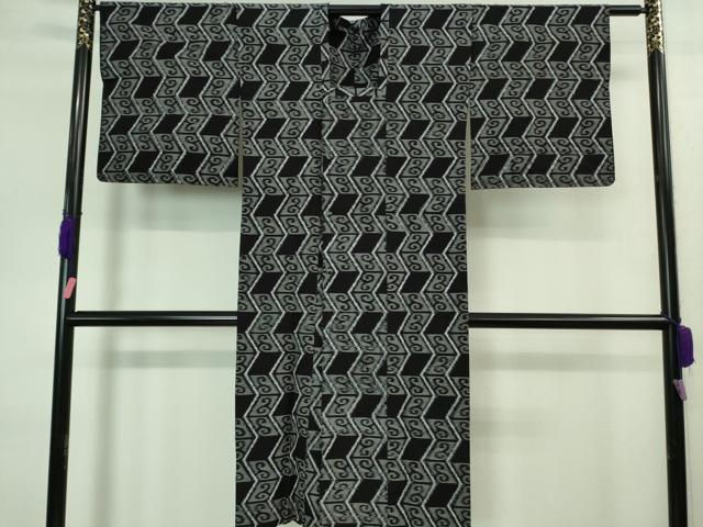 平和屋着物■極上 久留米絣 単衣 綿 道行コート ロング丈 濃紺地 逸品 DZAA8455kh5