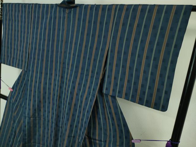 平和屋本店*希少 沖縄県最高級織物 夏物 首里花倉織 首里織 花織・絽織・紗織 紺色地 逸品 DZAA8474kh6