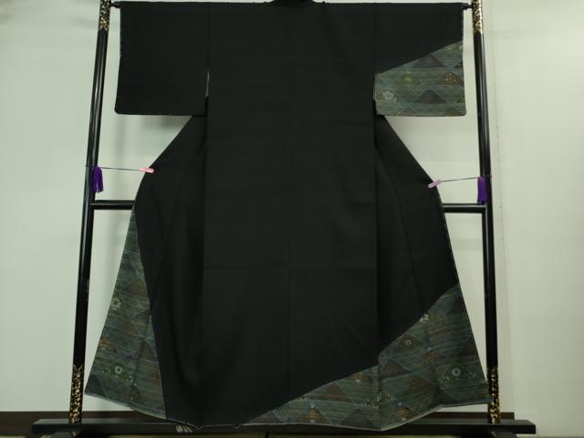 平和屋着物■極上 訪問着 お召地 名物裂切嵌 黒地 逸品 未使用 DZAA8492kh5