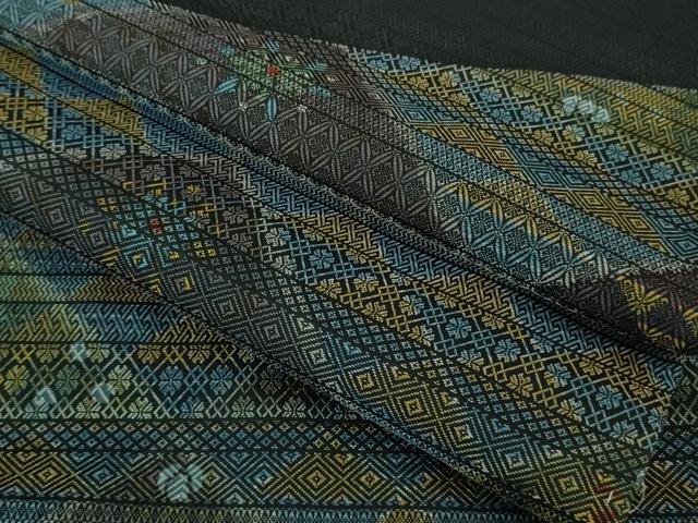 平和屋着物■極上 訪問着 お召地 名物裂切嵌 黒地 逸品 未使用 DZAA8492kh5