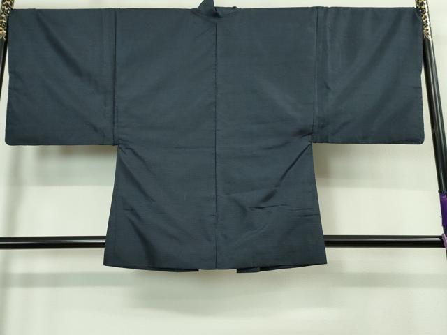 平和屋着物●極上 男性 お召 アンサンブル 亀甲柄 濃藍色地 逸品 DZAA8543kh5