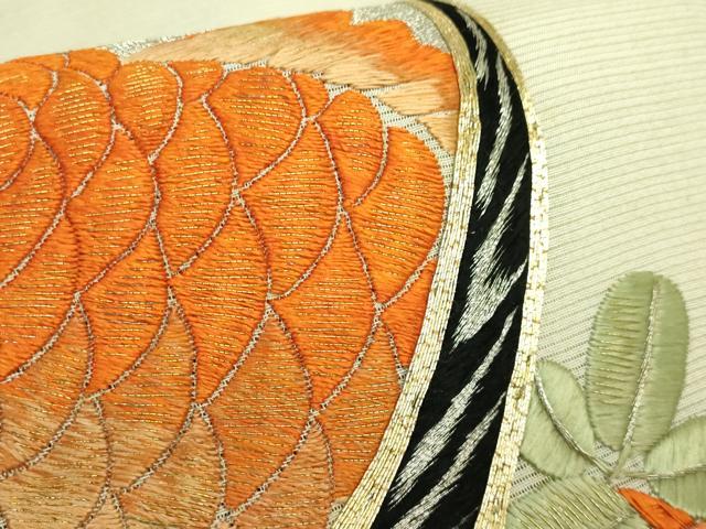 平和屋本店*極上 夏物 アンティーク 大正ロマン 九寸名古屋帯 総手刺繍 鯉 逸品 DZAA8556kh5