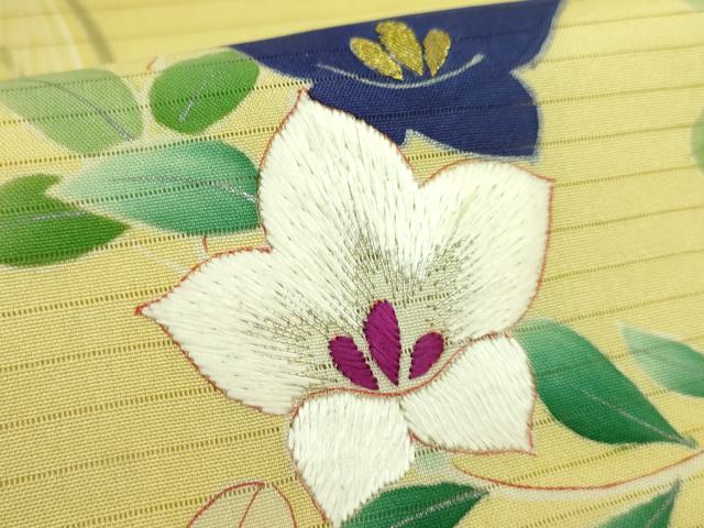 平和屋着物■極上 夏物 アンティーク 大正ロマン 九寸名古屋帯 刺繍 花丸文 金糸 逸品 DZAA8560kh5