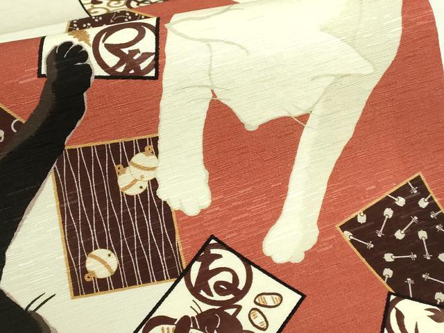 平和屋着物■極上 太鼓柄 京袋帯 WAKKA ワッカ 猫 かるた 遊禅庵 逸品 未使用 DZAA8634kh5