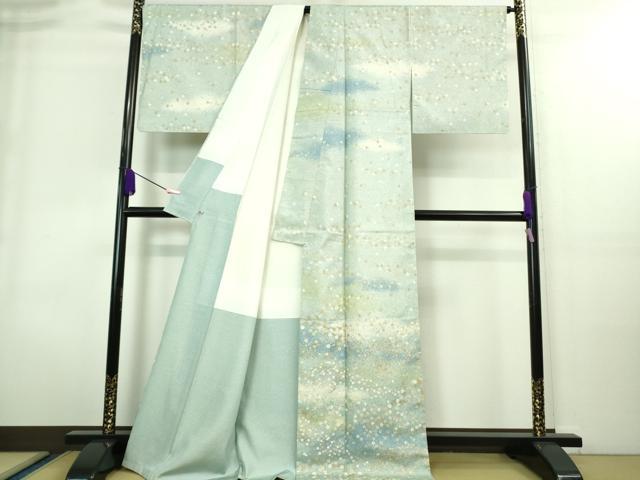 平和屋本店■極上 石川県指定無形文化財 牛首紬 白山工房 手織り 訪問着 舞花文 金彩 さが美扱い 逸品 DZAA8657kh5