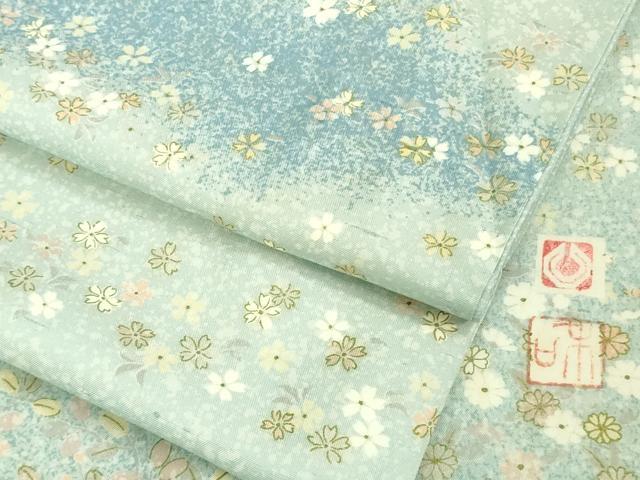 平和屋本店■極上 石川県指定無形文化財 牛首紬 白山工房 手織り 訪問着 舞花文 金彩 さが美扱い 逸品 DZAA8657kh5