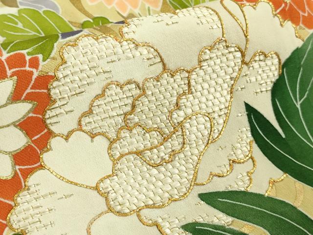 平和屋本店■極上 創業460年・千總 振袖 駒刺繍 吉祥花文 蜂蜜色地 暈し染め 金彩 三越扱い 逸品 DZAA8669kh5