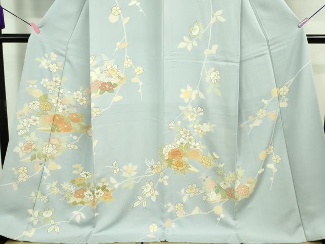平和屋本店■極上 創業460年・千總 訪問着 ロング丈 駒刺繍 花舟 フロスティーブルー色地 金彩 逸品 DZAA8670kh5