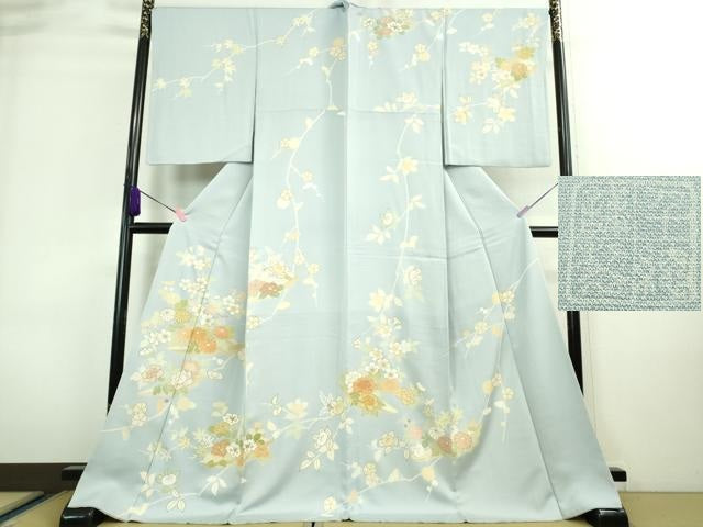平和屋本店■極上 創業460年・千總 訪問着 ロング丈 駒刺繍 花舟 フロスティーブルー色地 金彩 逸品 DZAA8670kh5