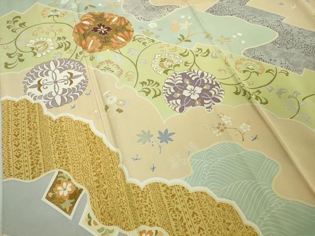 平和屋本店■極上 創業460年・千總 訪問着 駒刺繍 道長花唐草文 勿忘草色地 金彩 逸品 DZAA8671kh5