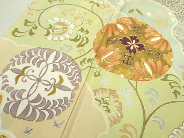 平和屋本店■極上 創業460年・千總 訪問着 駒刺繍 道長花唐草文 勿忘草色地 金彩 逸品 DZAA8671kh5
