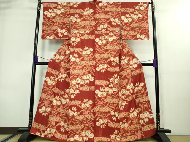 平和屋本店■極上 岩手の匠 草紫堂 南部絞り 茜染 紬 杜若 正絹 逸品 DZAA8681kh5