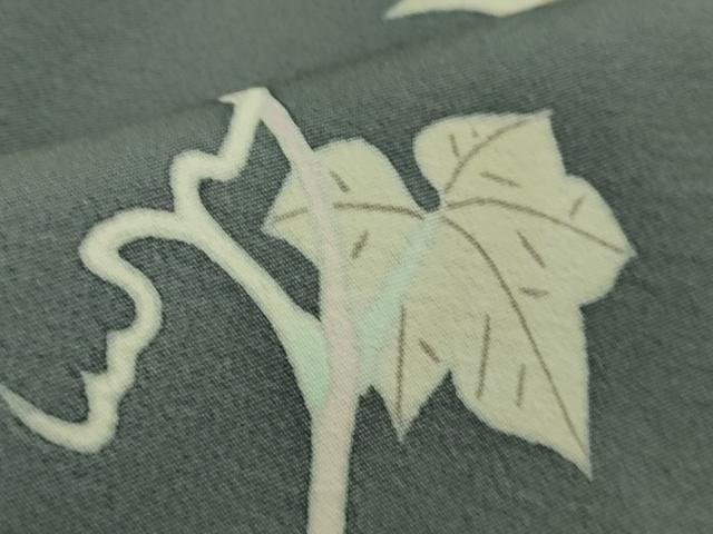 平和屋本店■極上 本加賀友禅作家 由水煌人 訪問着 蔦の葉 鬼灯 御召御納戸色地 逸品 DZAA8683kh5
