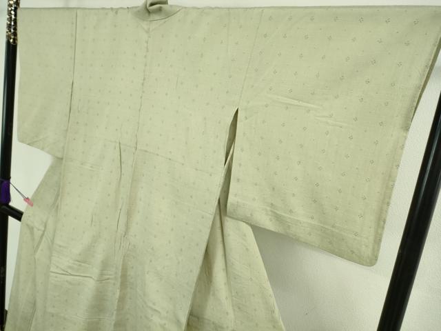 平和屋着物▽極上 結城紬 単衣 はたおり娘 奥順謹製 色無地 柳鼠色 反端付き 逸品 DZAA8708kh5